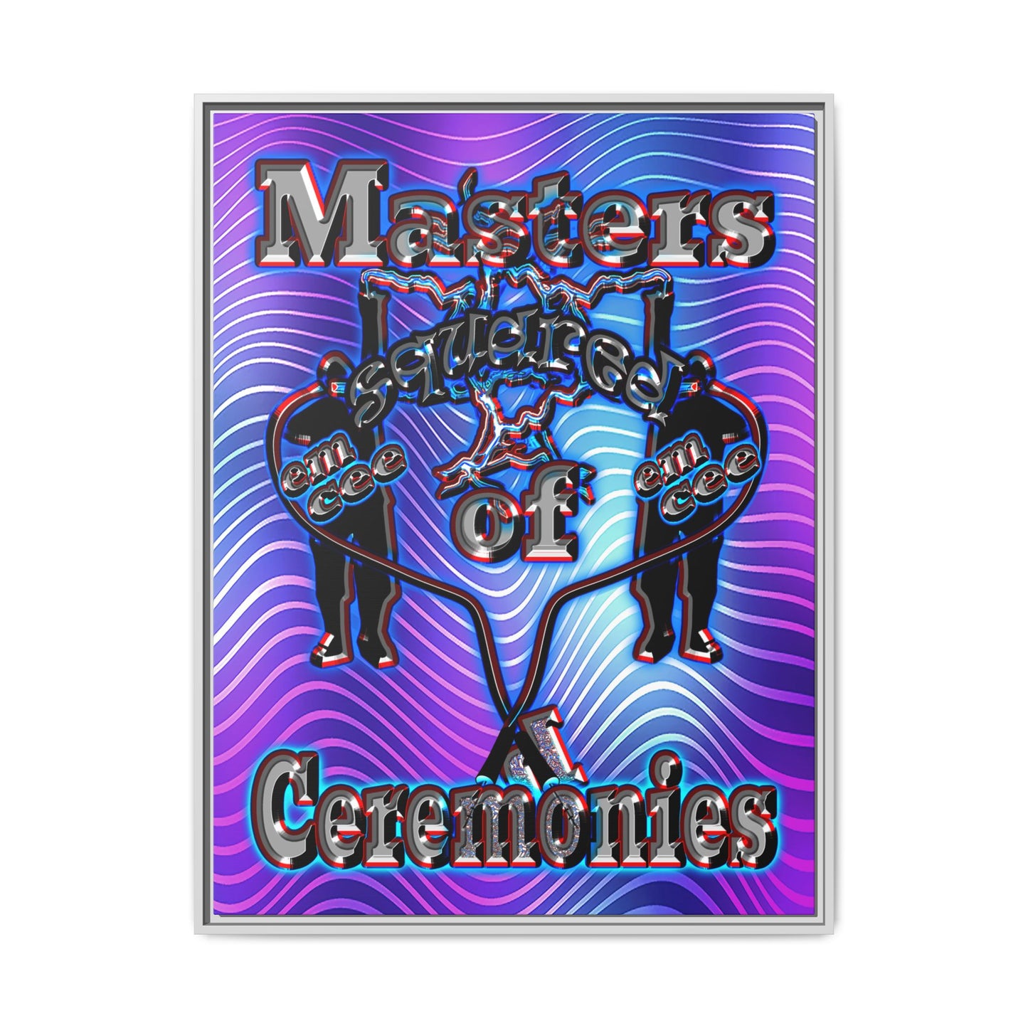 em cee squared - framed canvas art (purple wave)