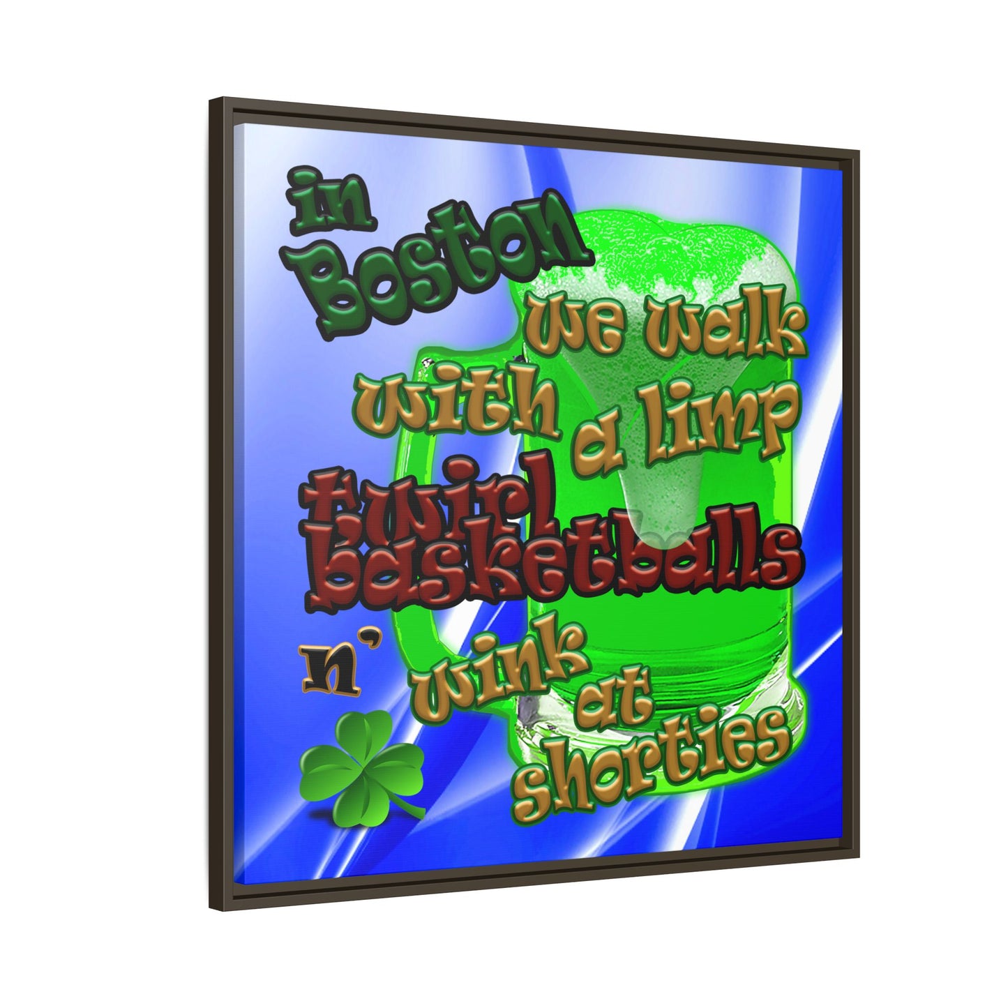 celtics logo - framed canvas art (blue-white wave)