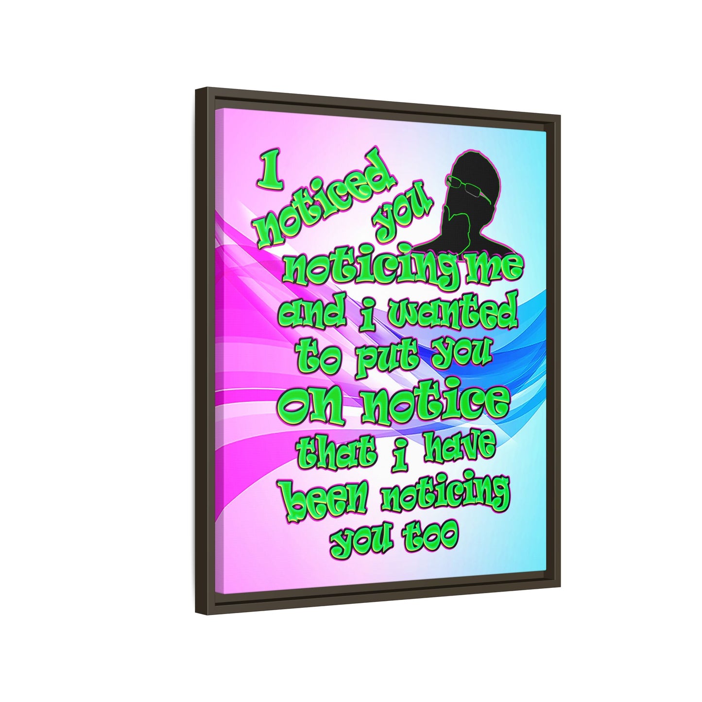 noticed you noticing - framed canvas art (light blue-pink wave)