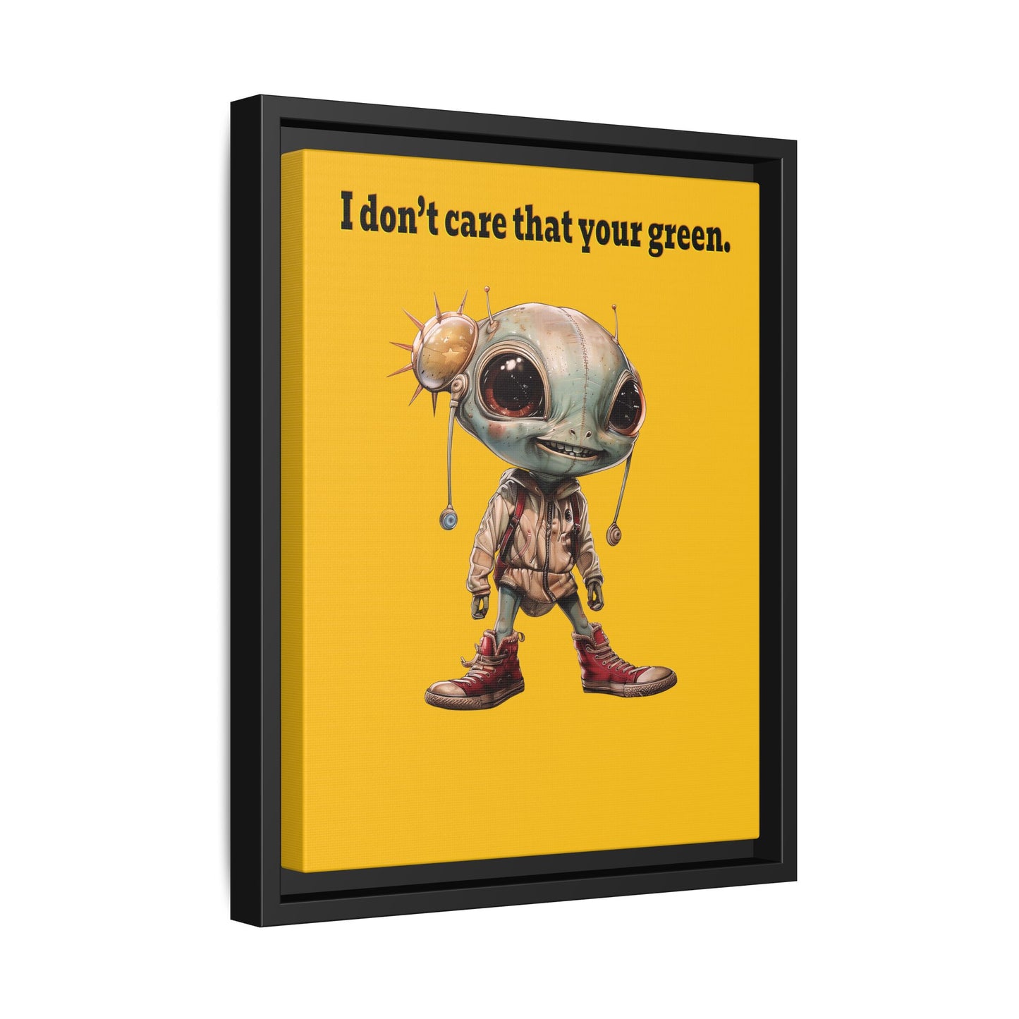 I don't care that your green - framed canvas art (yellow)