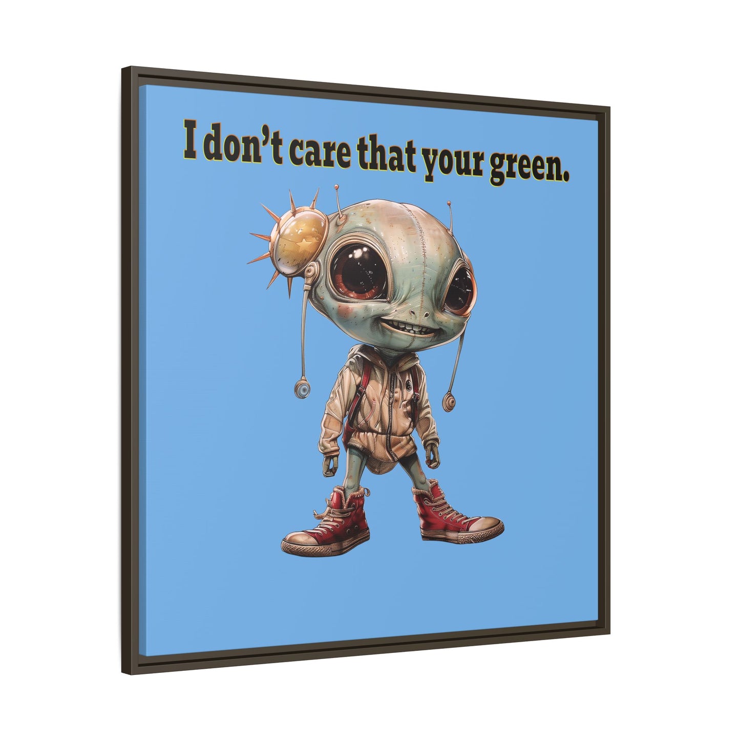 I don't care that your green - framed canvas art (light blue)