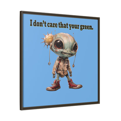 I don't care that your green - framed canvas art (light blue)