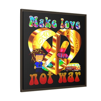 love peace - framed canvas art (black)