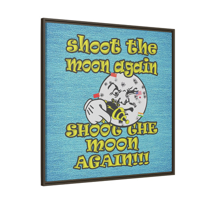 shoot the moon again - framed canvas art (faded blue)