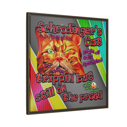 schrodinger's cat - framed canvas art (rainbow split)