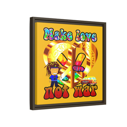 love peace - framed canvas art (yellow)