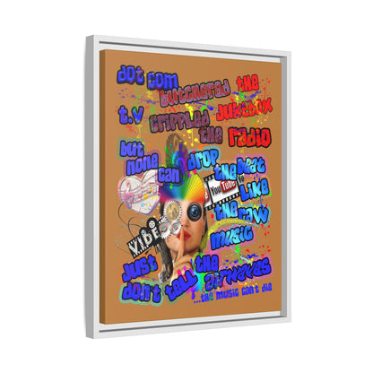 drop the beat - framed canvas art (light brown)