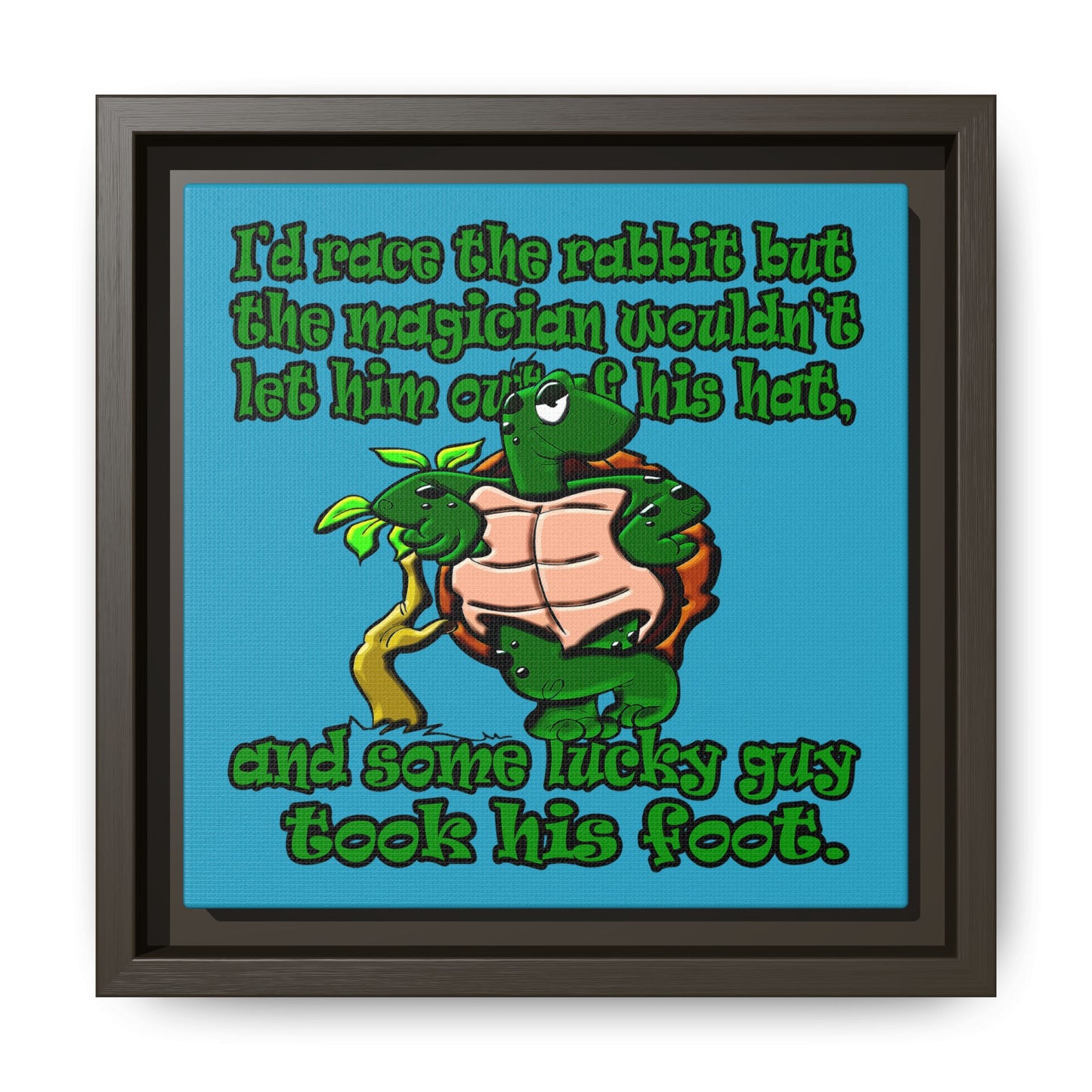 turtle race - framed canvas art (turquoise)