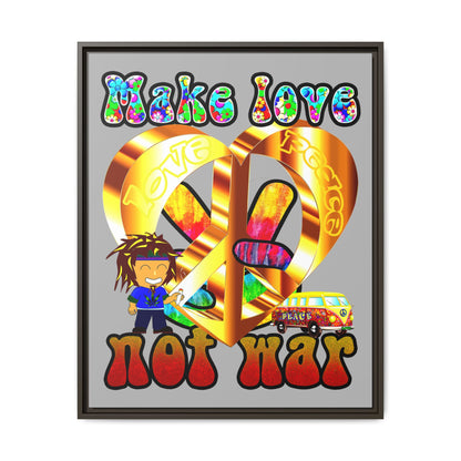 love peace - framed canvas art (light grey)
