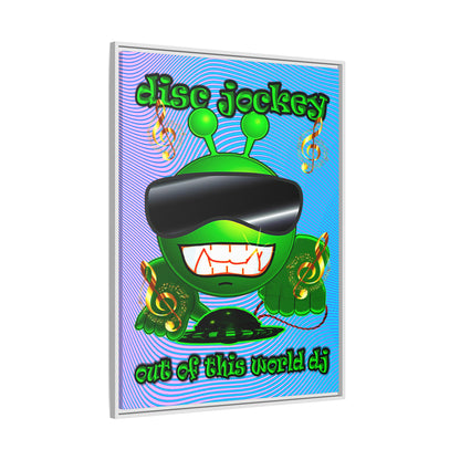 disc jockey - framed canvas art (light blue-purple wave)