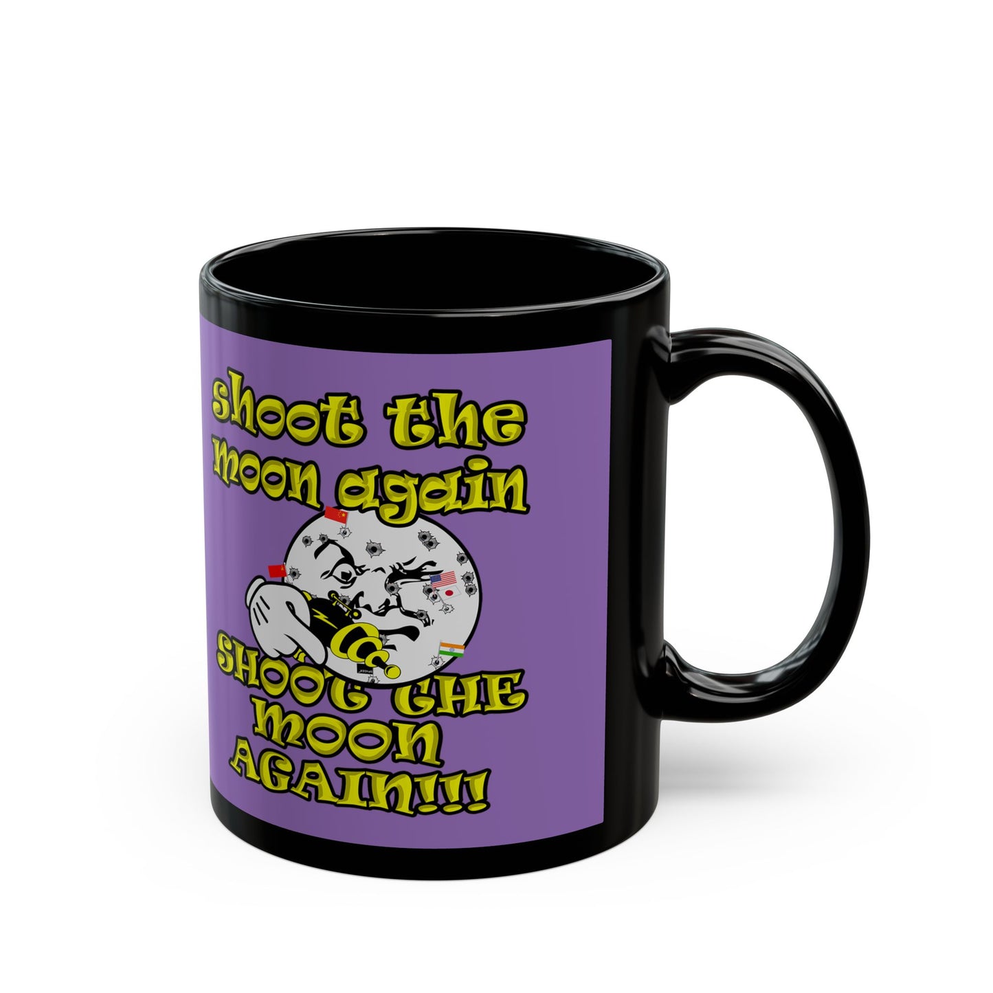 shoot the moon again - Black Mug (light purple)