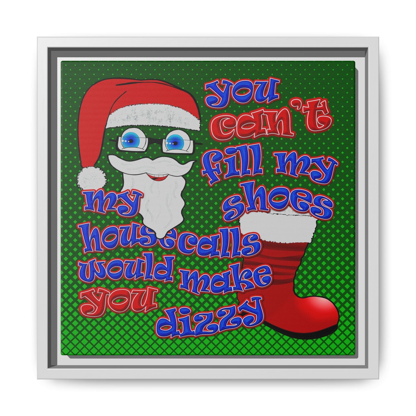 santa's shoes - framed canvas art (logo green)