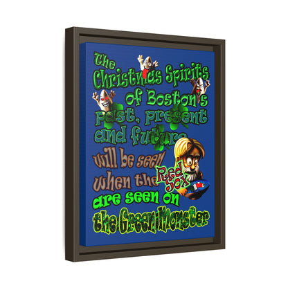 christmas spirits of boston - framed canvas art (dark blue)