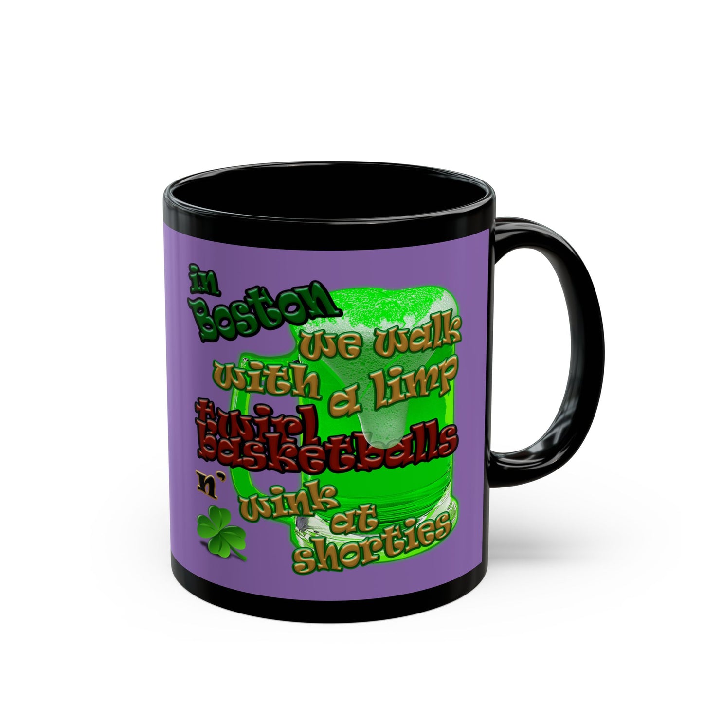 celtics logo - Black Mug (light purple)