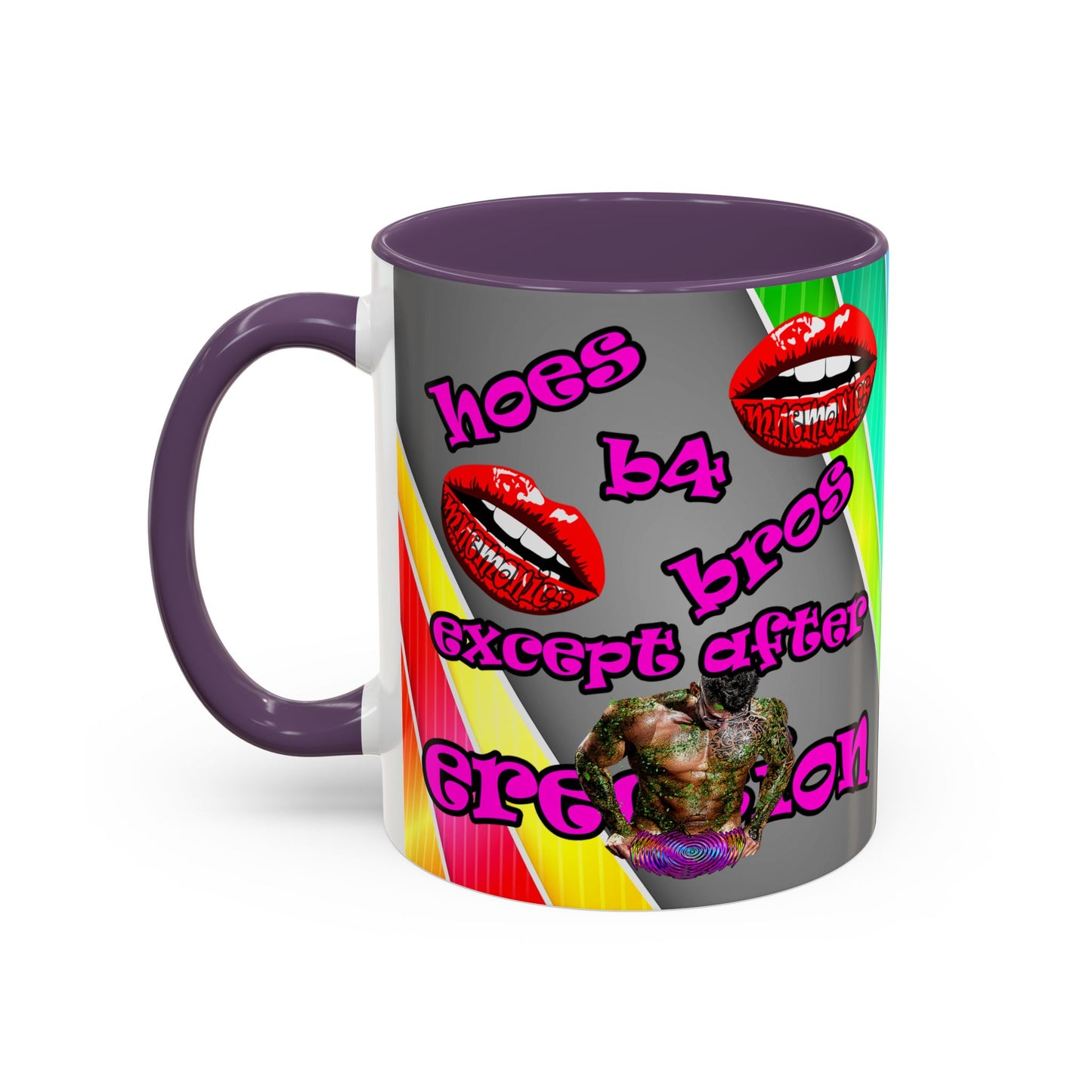hoes b4 bros - Accent Mug (rainbow split)