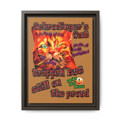 schrodinger's cat - framed canvas art (light brown)