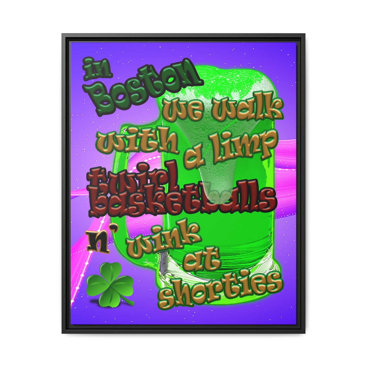 celtics logo - framed canvas art (purple-pink wave)