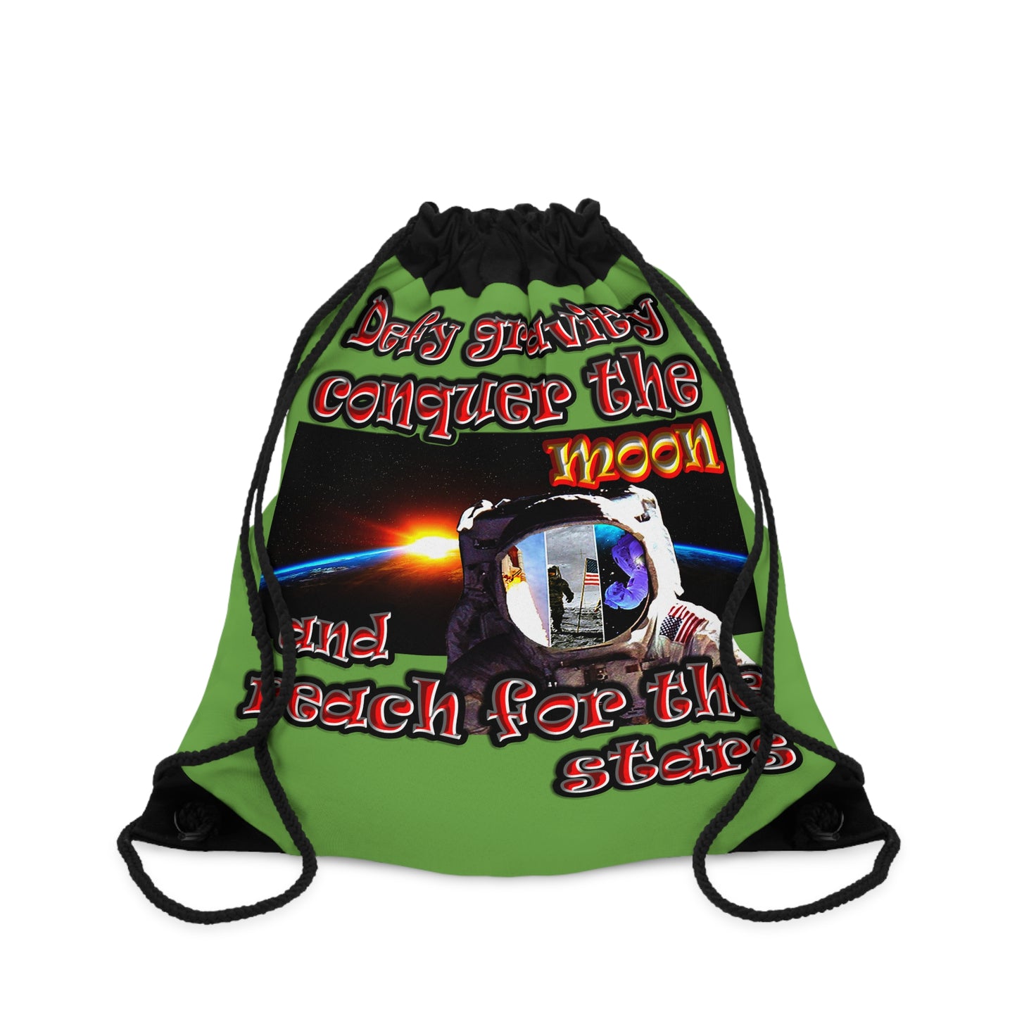 defy conquer reach - Drawstring Bag (green)