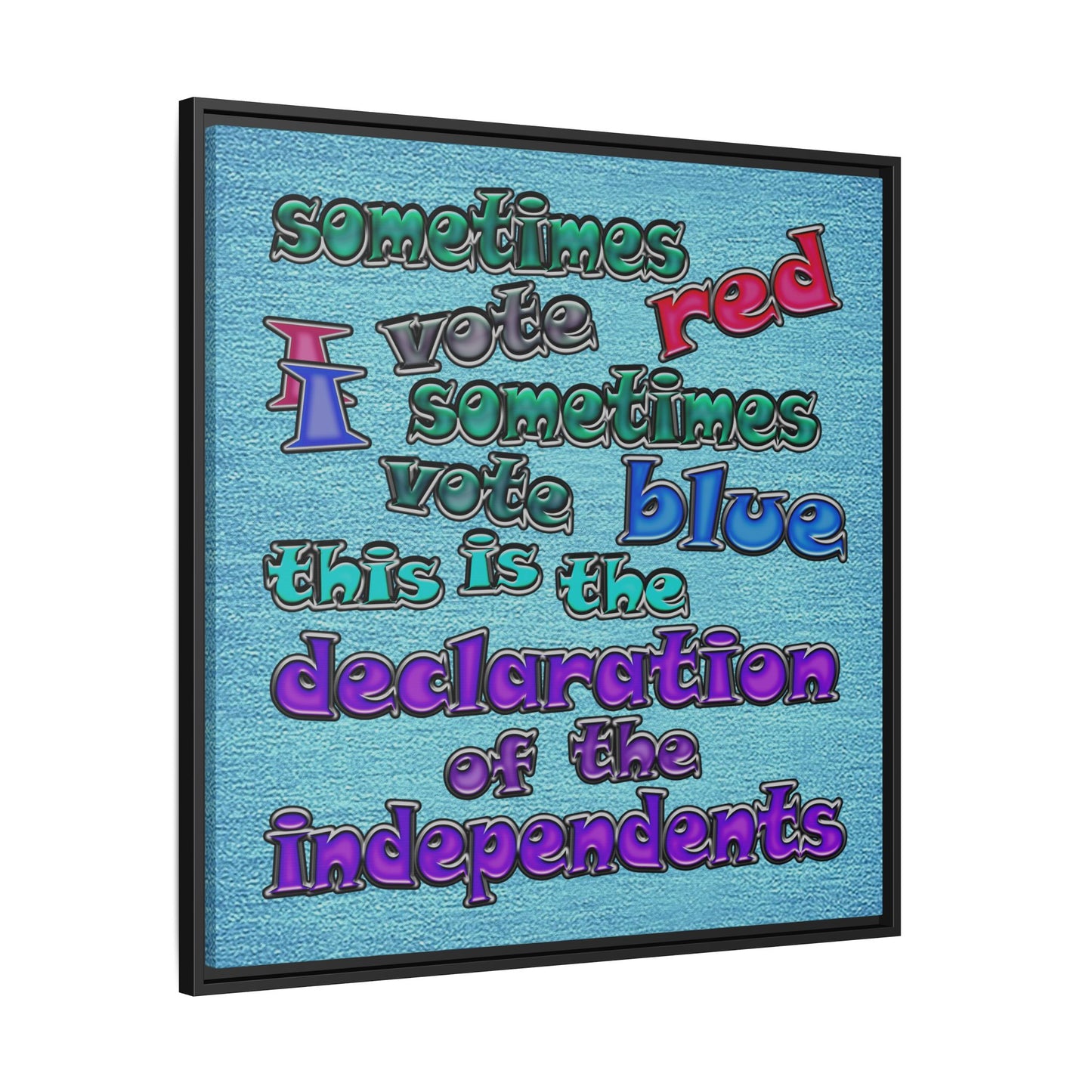 declaration of the independents - framed canvas art (faded blue)