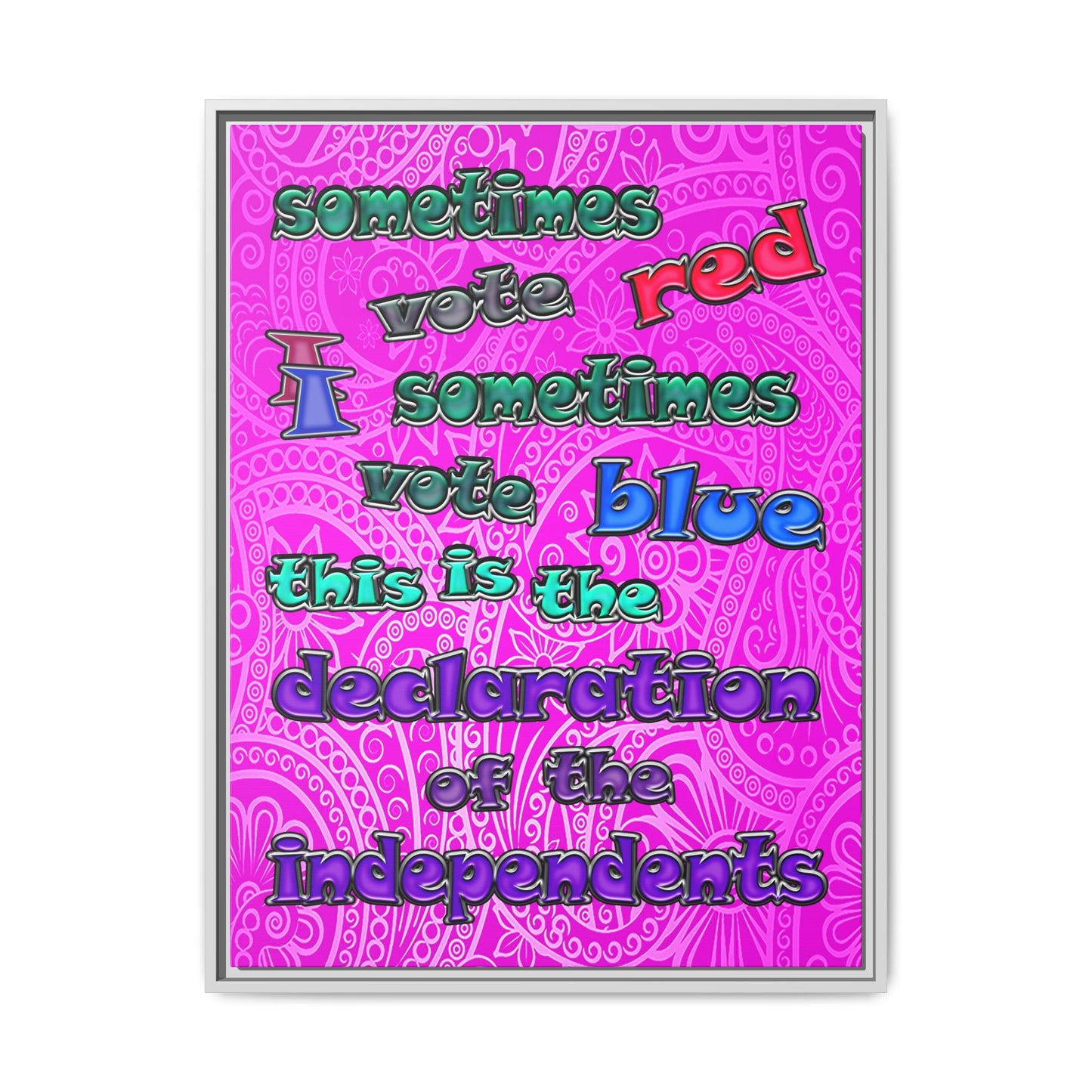 declaration of the independents - framed canvas art (pink swirl)