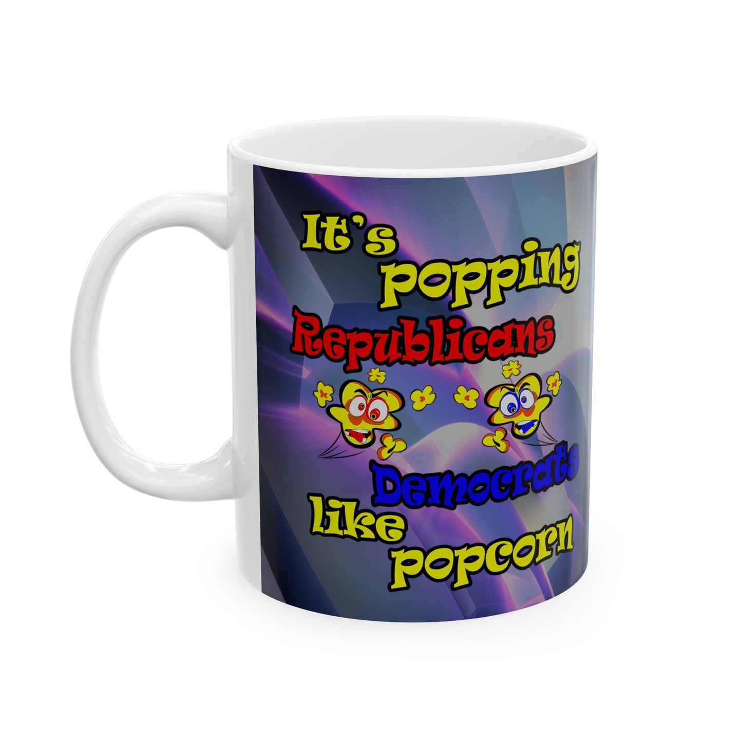 popping like popcorn - White Mug (grey-pink wave)