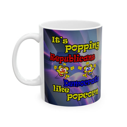 popping like popcorn - White Mug (grey-pink wave)