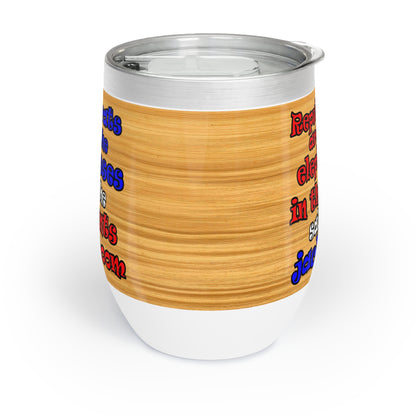 donkeys and elephants - Chill Wine Tumbler (butterscotch wood finish)