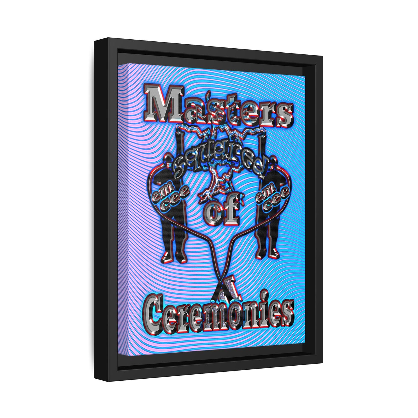 em cee squared - framed canvas art (light blue-purple wave)