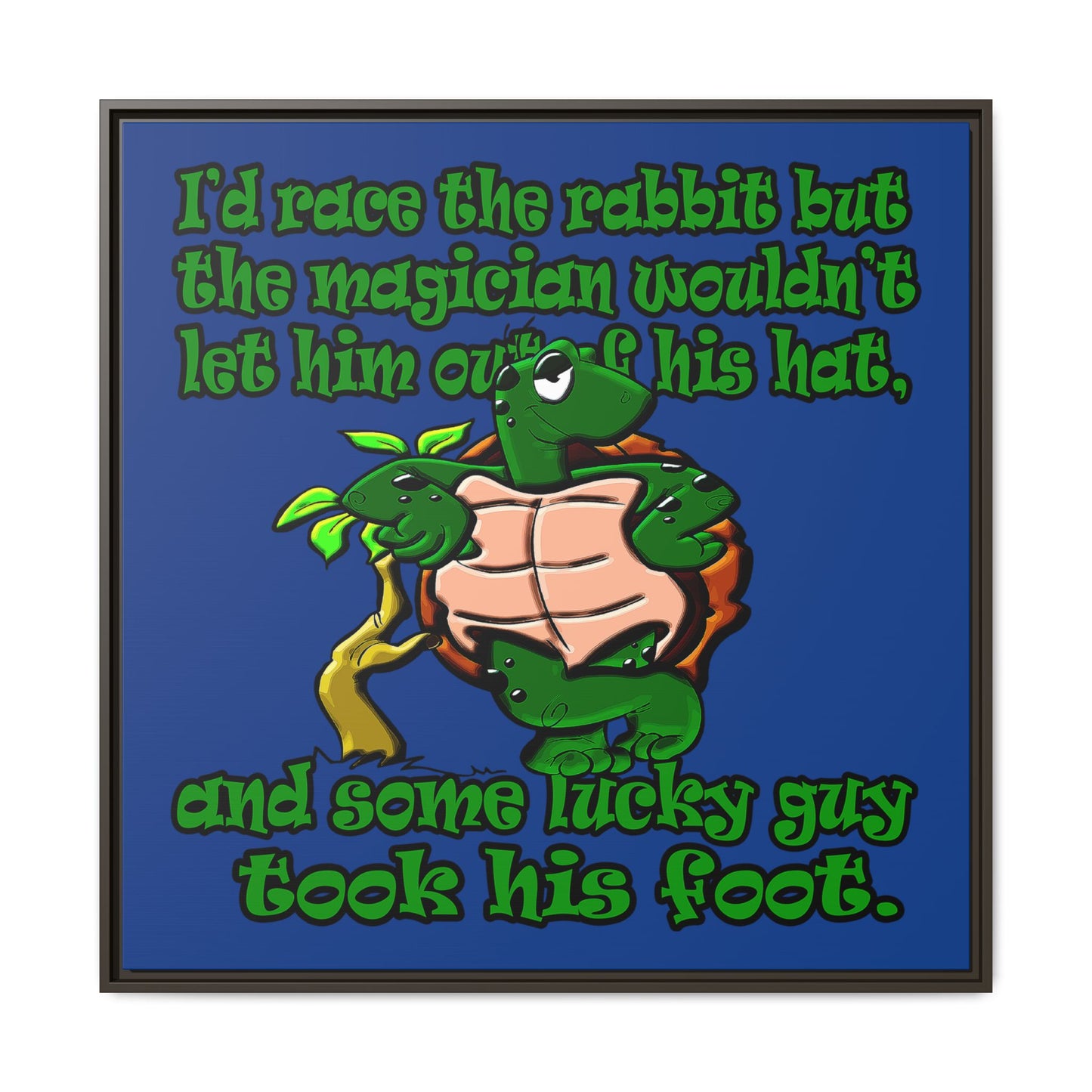 turtle race - framed canvas art (dark blue)