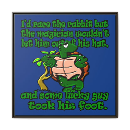 turtle race - framed canvas art (dark blue)