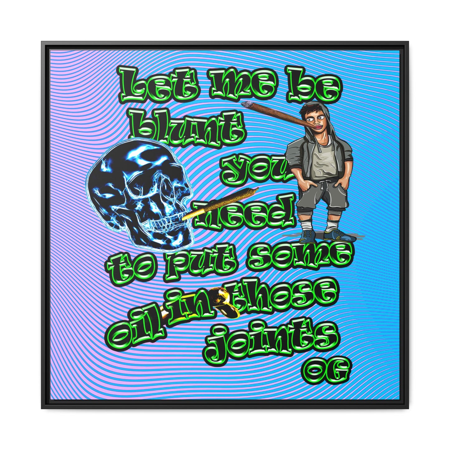 og - framed canvas art (light blue-purple wave)