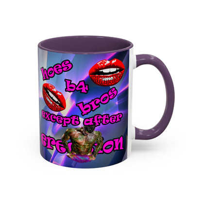 hoes b4 bros - Accent Mug (grey-pink wave)