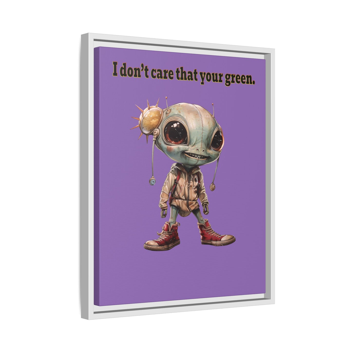 I don't care that your green - framed canvas art (light purple)