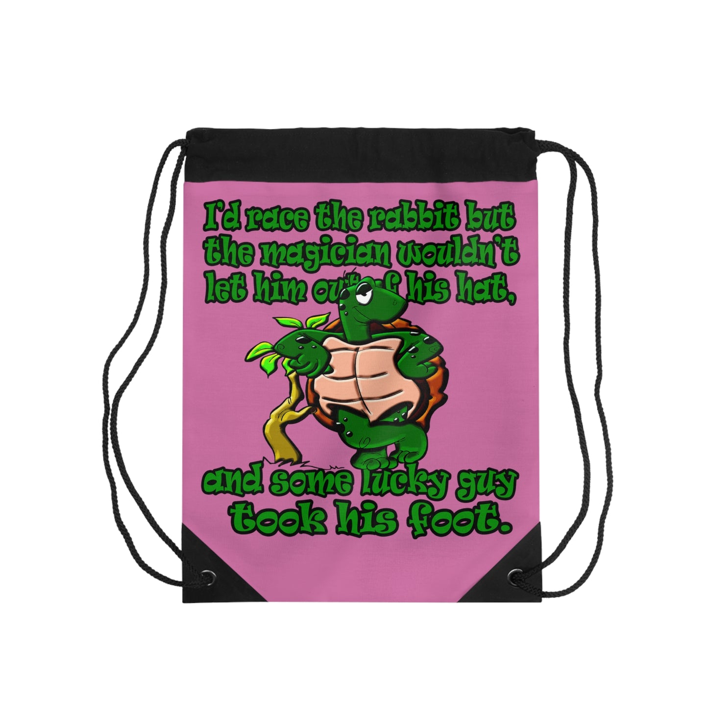turtle race - Drawstring Bag (light pink)