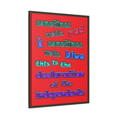 declaration of the independents - framed canvas art (red)