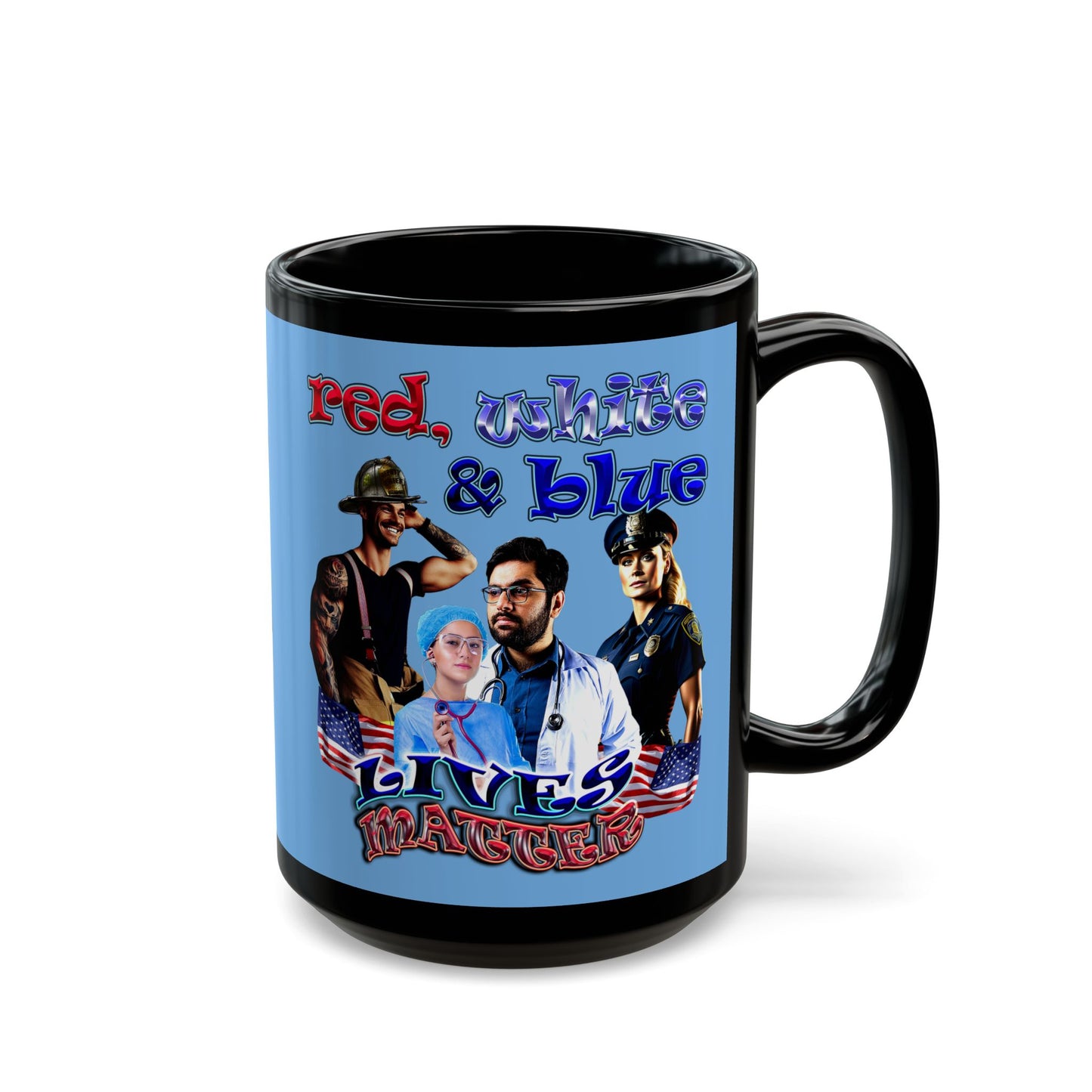 rw&b lives matter - Black Mug (light blue)