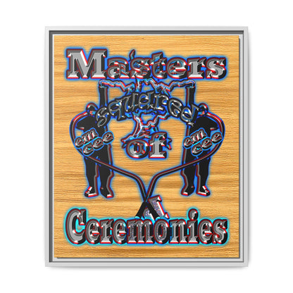 em cee squared - framed canvas art (butterscotch wood finish)