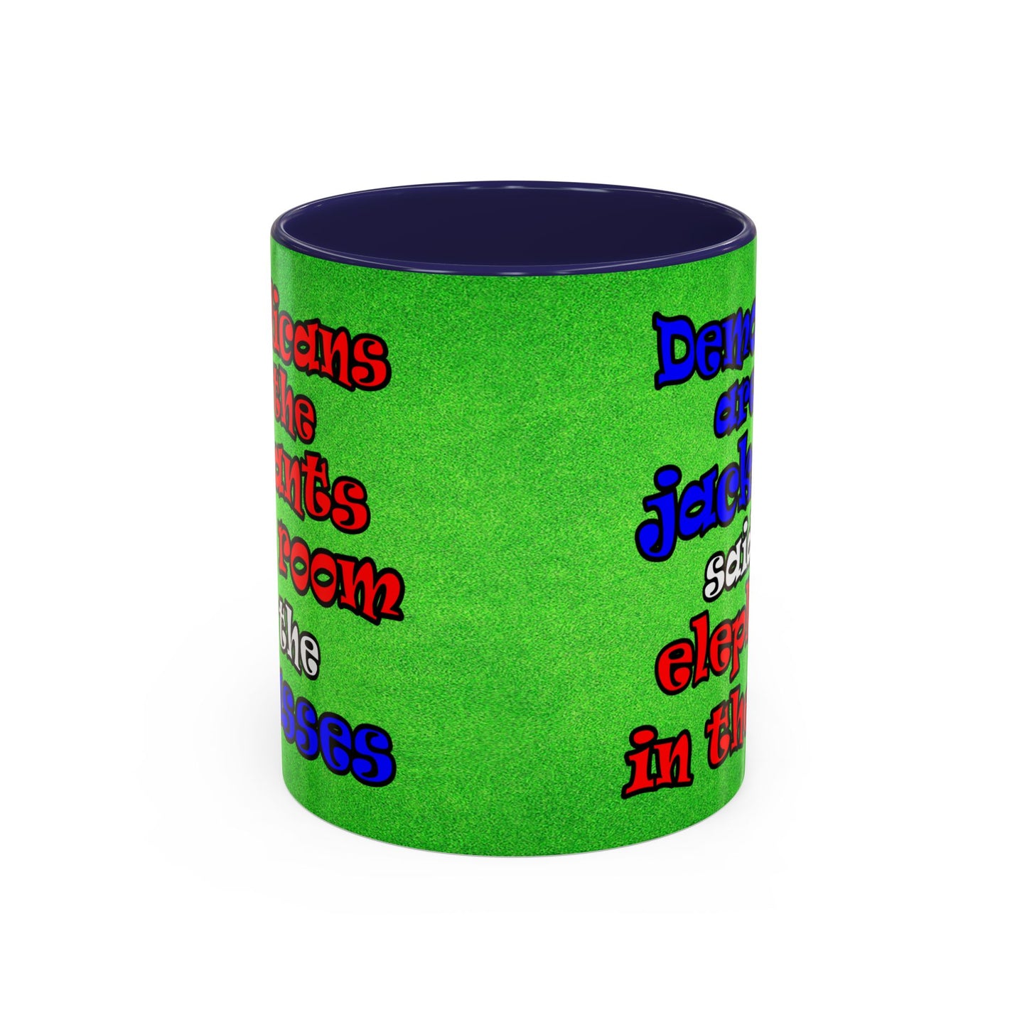 donkeys and elephants - Accent Mug (green turf)