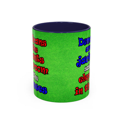 donkeys and elephants - Accent Mug (green turf)