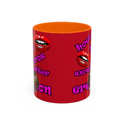 hoes b4 bros - Accent Mug (dark red)