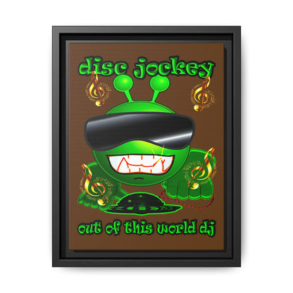 disc jockey - framed canvas art (brown)