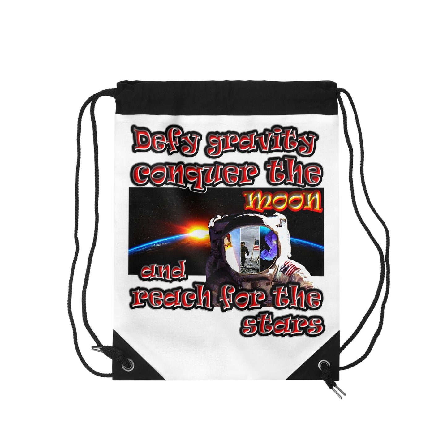 defy conquer reach - Drawstring Bag (white)