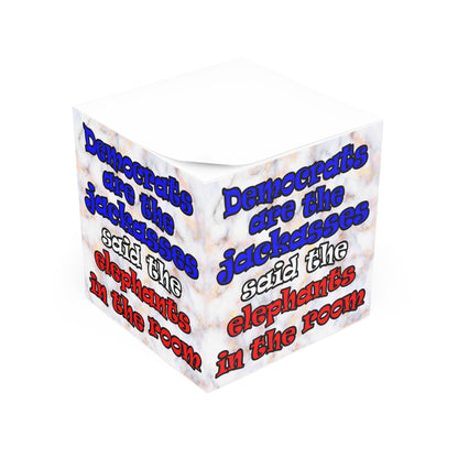 donkeys and elephants - note cube (white marble)