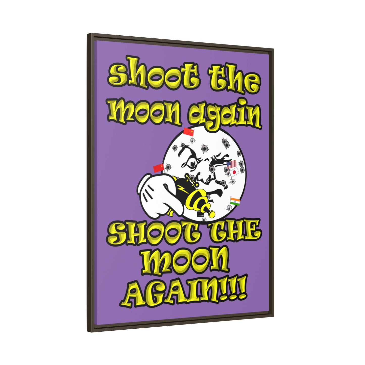shoot the moon again - framed canvas art (light purple)