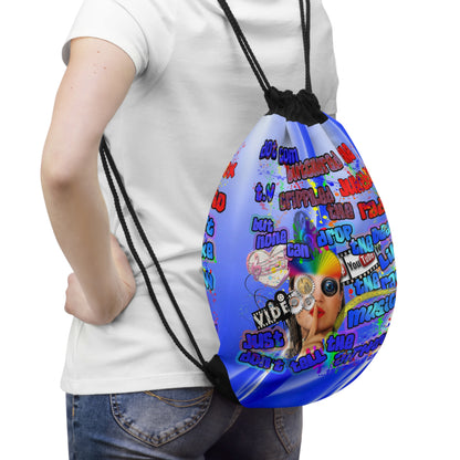 drop the beat - Drawstring Bag (blue-white wave)