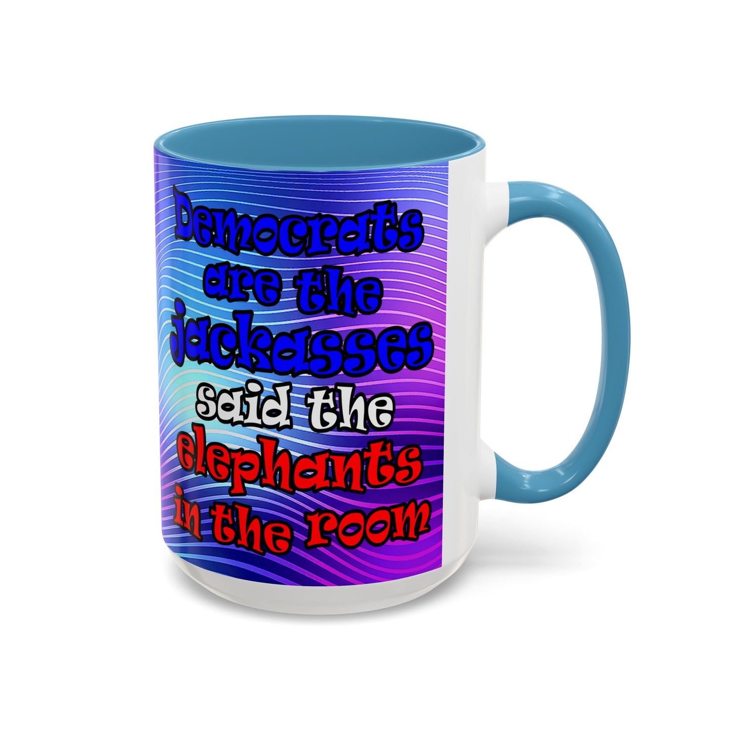 donkeys and elephants - Accent Mug (purple wave)