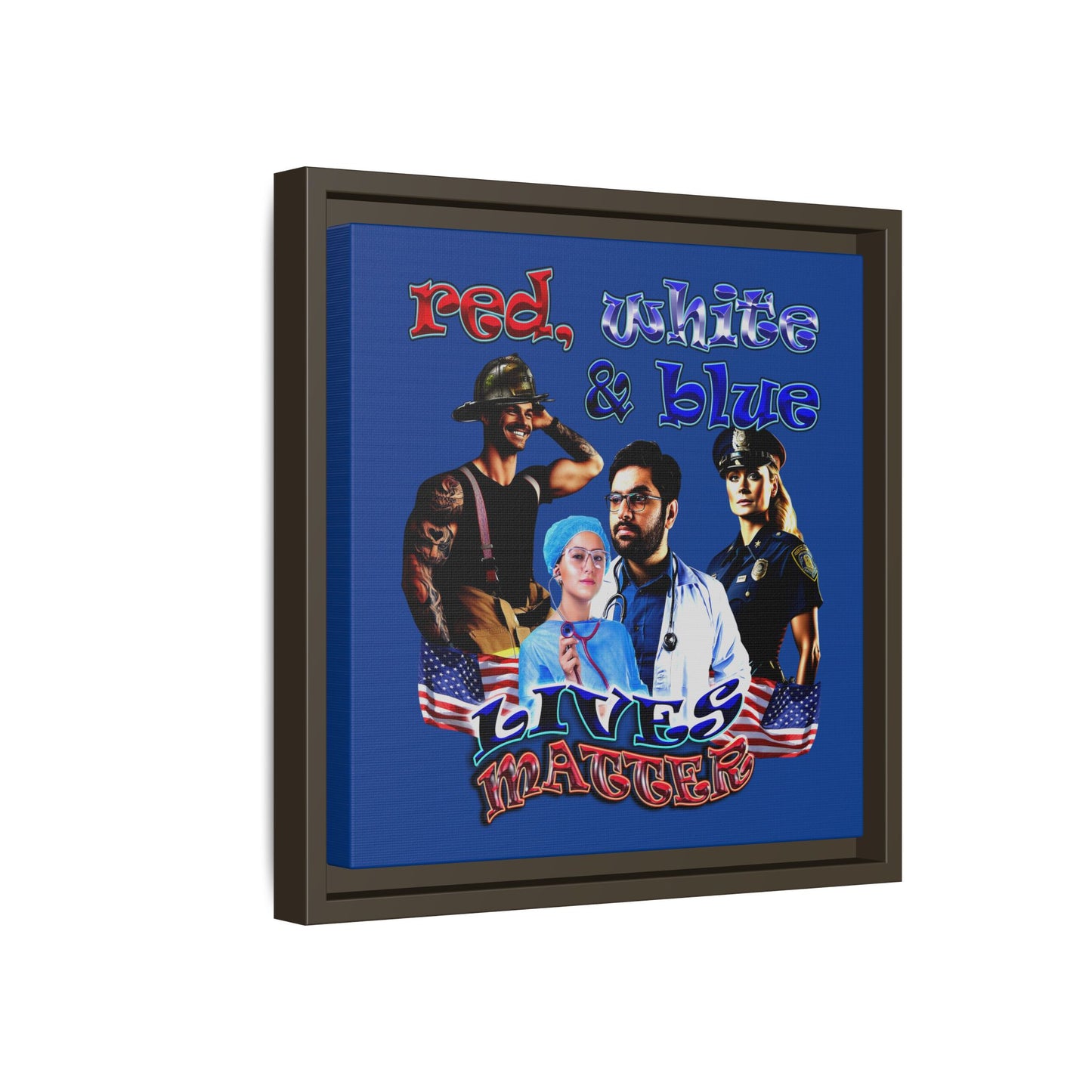 rw&b lives matter - framed canvas art (dark blue)