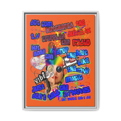 drop the beat - framed canvas art (orange)