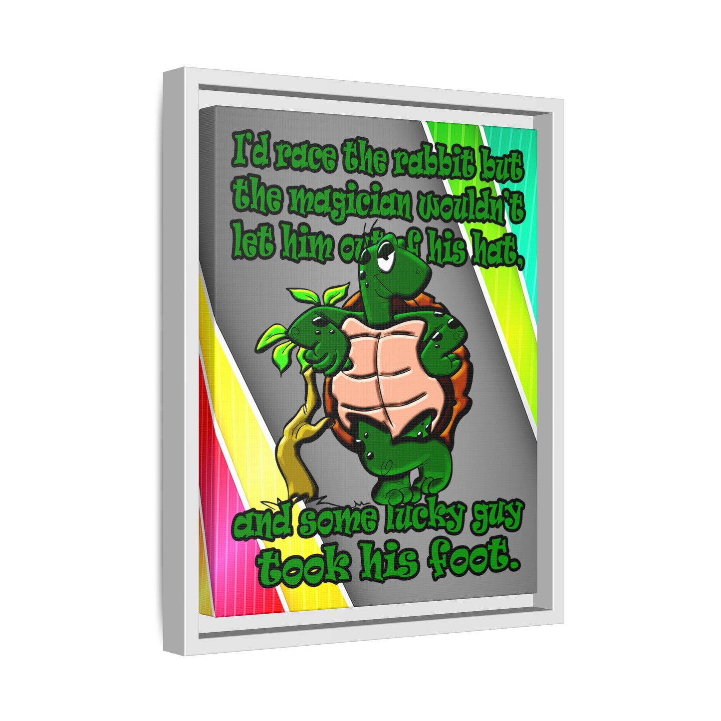 turtle race - framed canvas art (rainbow split)