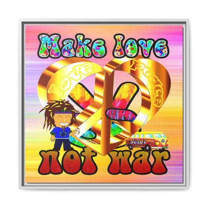 love peace - framed canvas art (color blur)